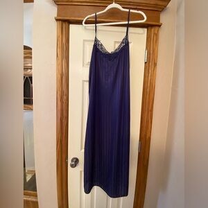 Vintage Petra Fashions Womens Nightgown Lingerie Sheer Lace Navy Sz L.